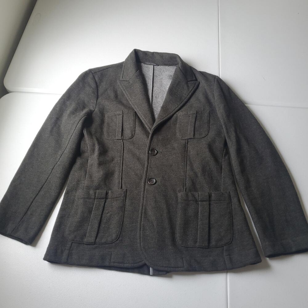 Roberto Collina Blazer Jacket Mens 52 Gray Wool Cotton Jersey Patch Pocket Italy